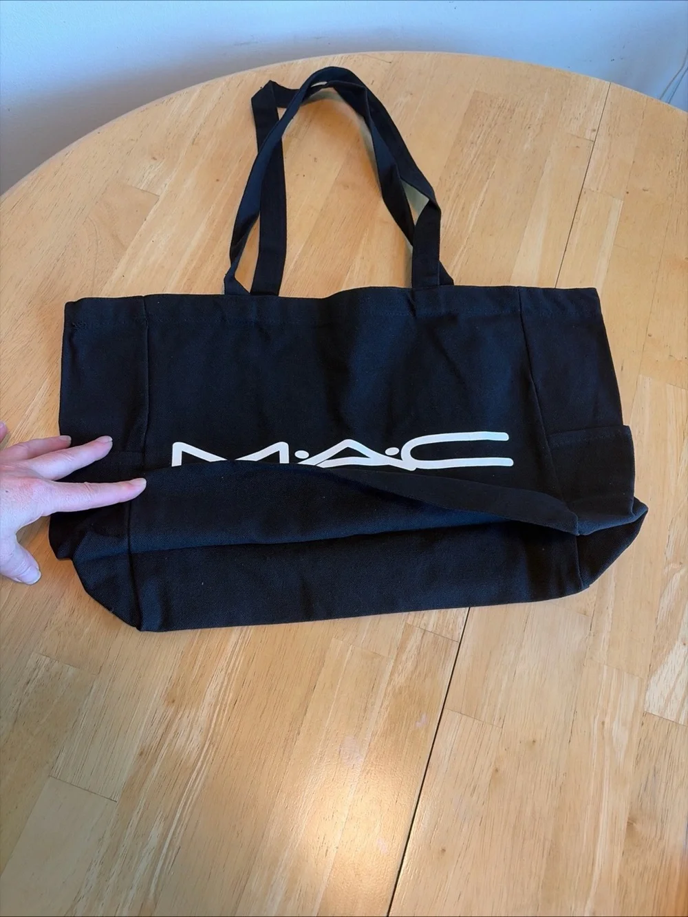 New in Plastic MAC Cosmetics Black Canvas Tote Bag with White Logo